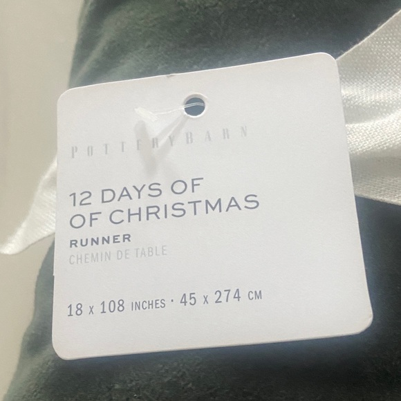 Dark Green with’Embroidery pottery barn.. 12 days of Christmas table runner - Picture 3 of 10